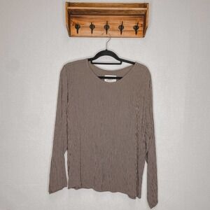 Flax | Brown Plaid‎ Long Sleeve Top Small